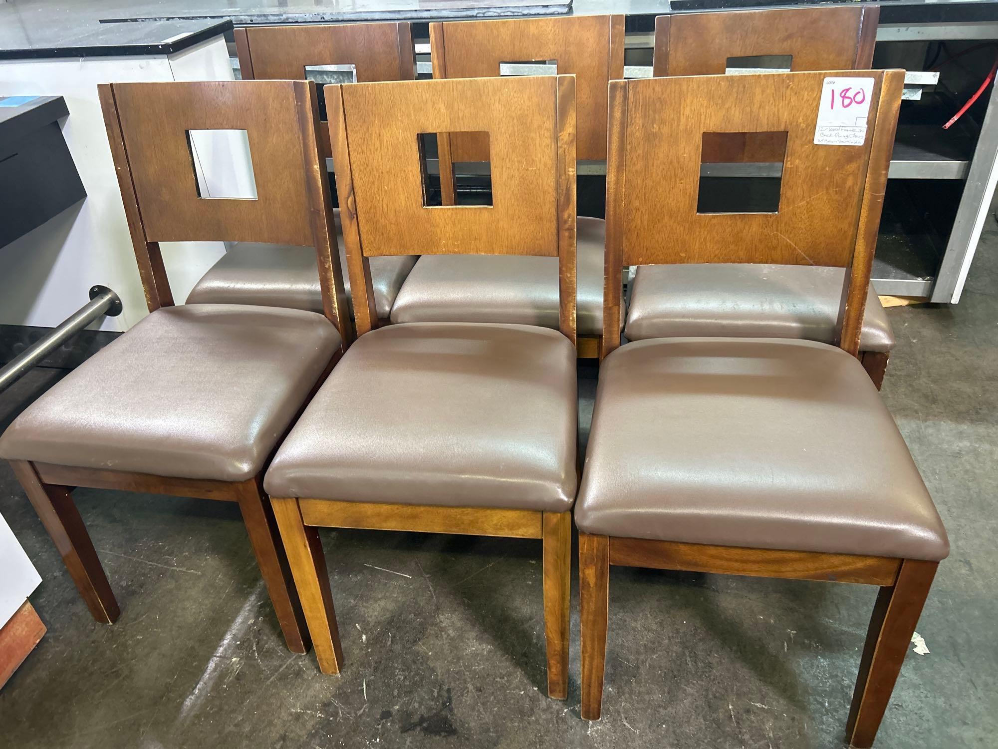 Wood Frame and Back Dining Chairs with Brown Seat Cushions