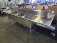 Like New - GSW Stainless Steel 120 in. 3 Compartment Sink