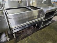GlasTender 36 in. Stainless Steel Underbar Ice Bin Cocktail Unit with Cold Plate and Bottle Storage