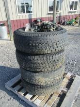 4) USED 265/75 R16 TIRES ON GMC RIMS