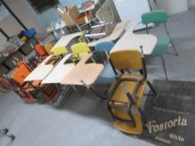 (6) School Desks, (11) Chairs
