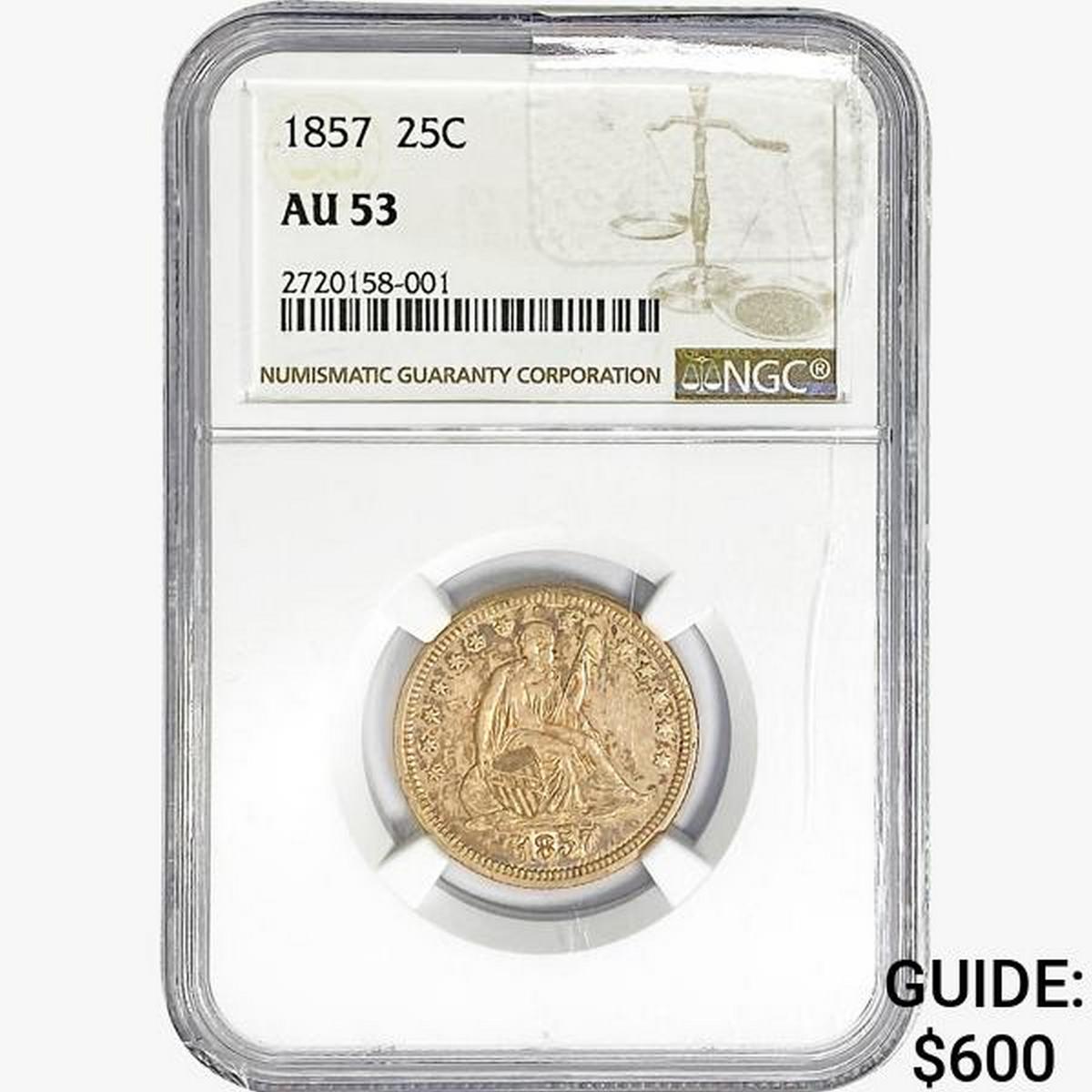 1857 Seated Liberty Quarter NGC AU53