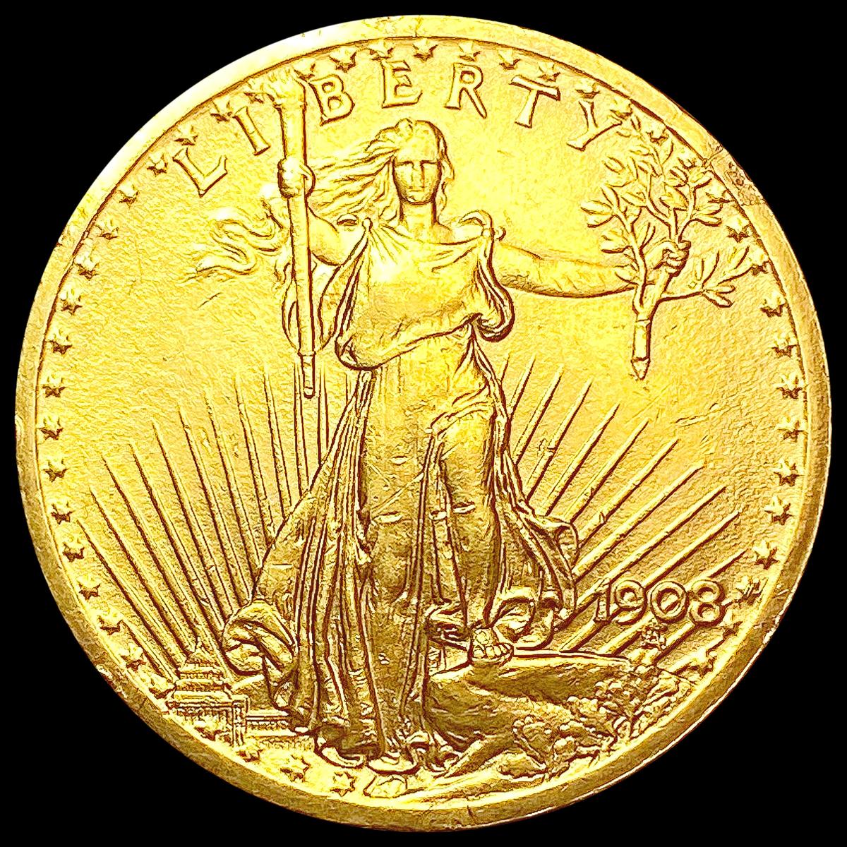 1908 $20 Gold Double Eagle CLOSELY UNCIRCULATED