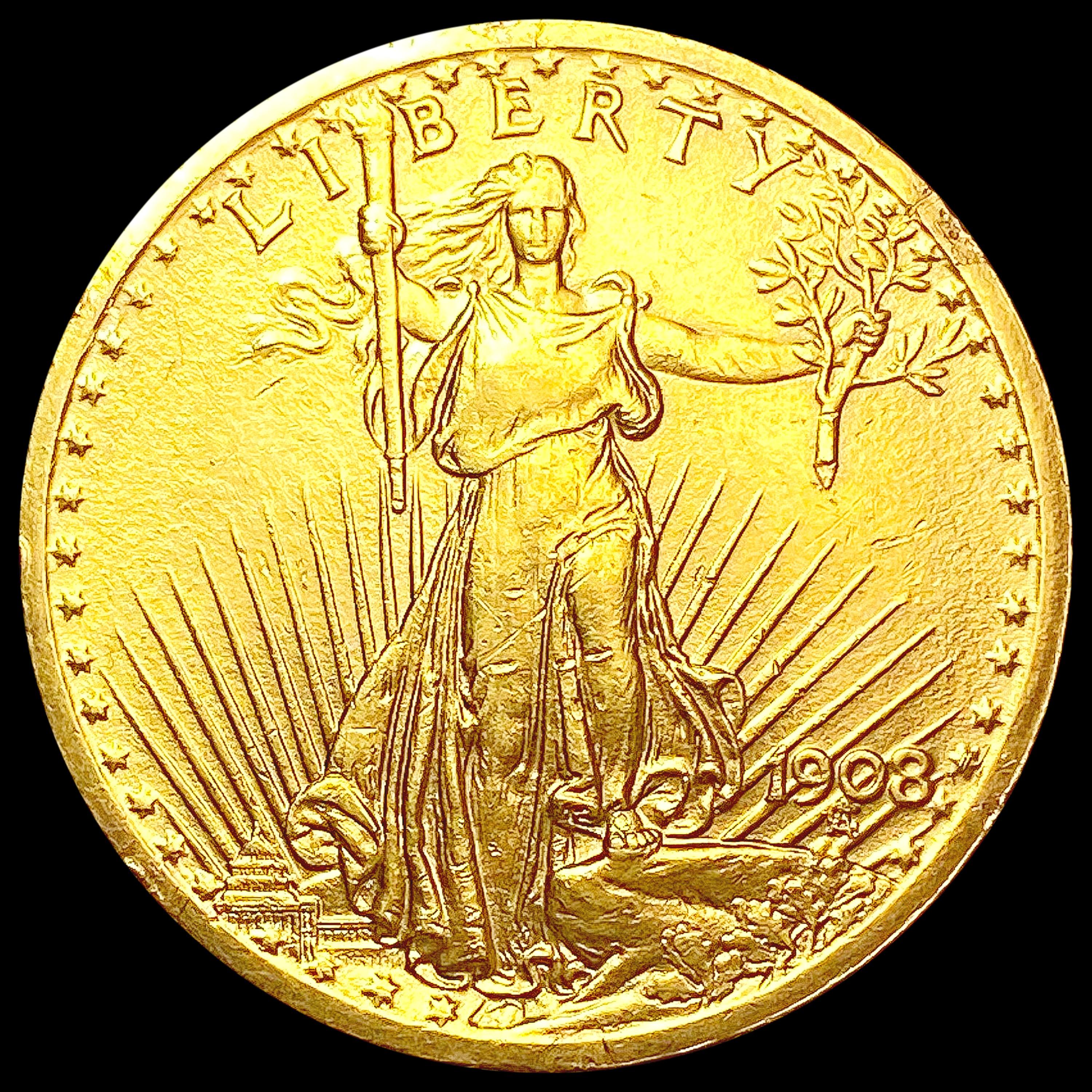 1908 $20 Gold Double Eagle CLOSELY UNCIRCULATED