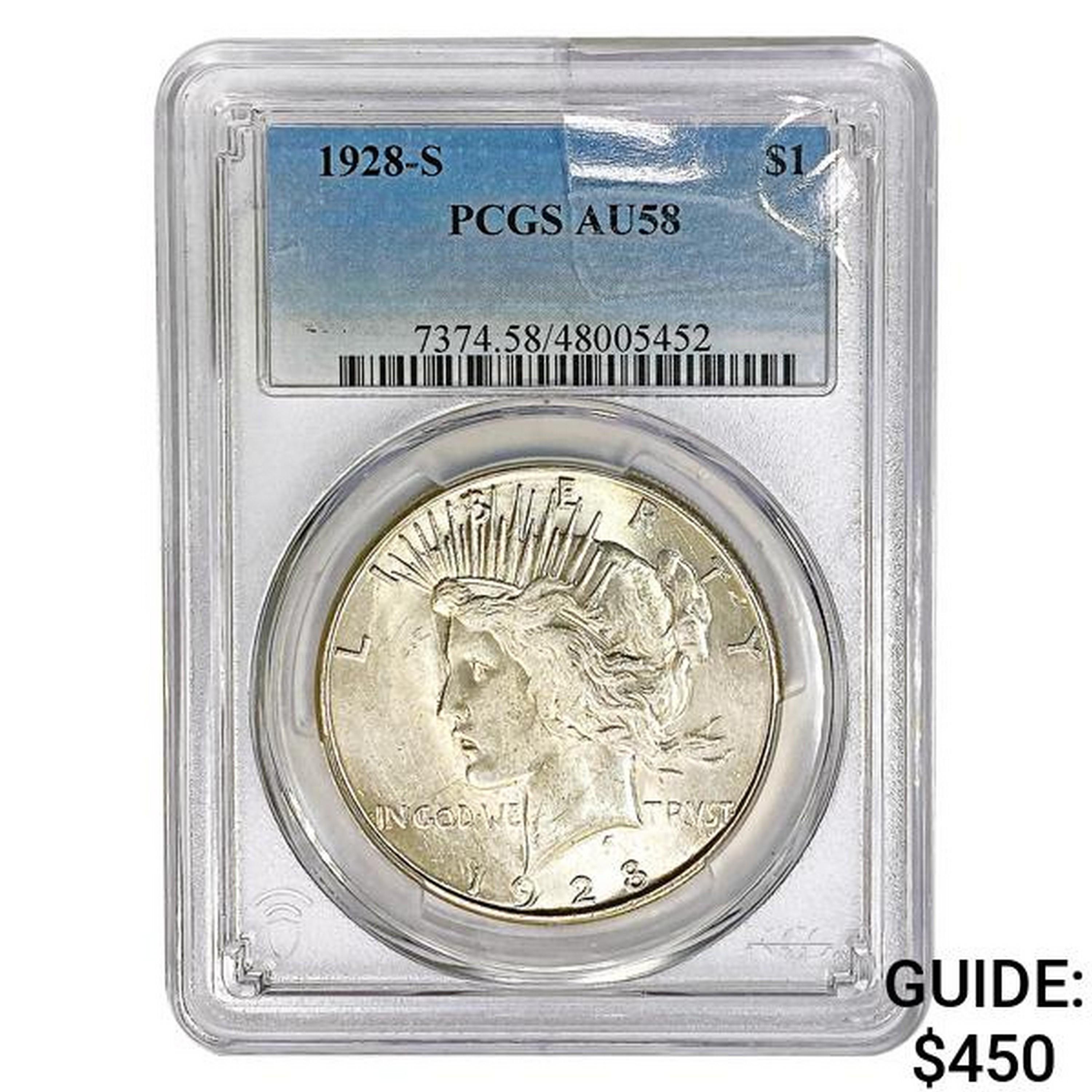 1928-S Silver Peace Dollar PCGS AU58