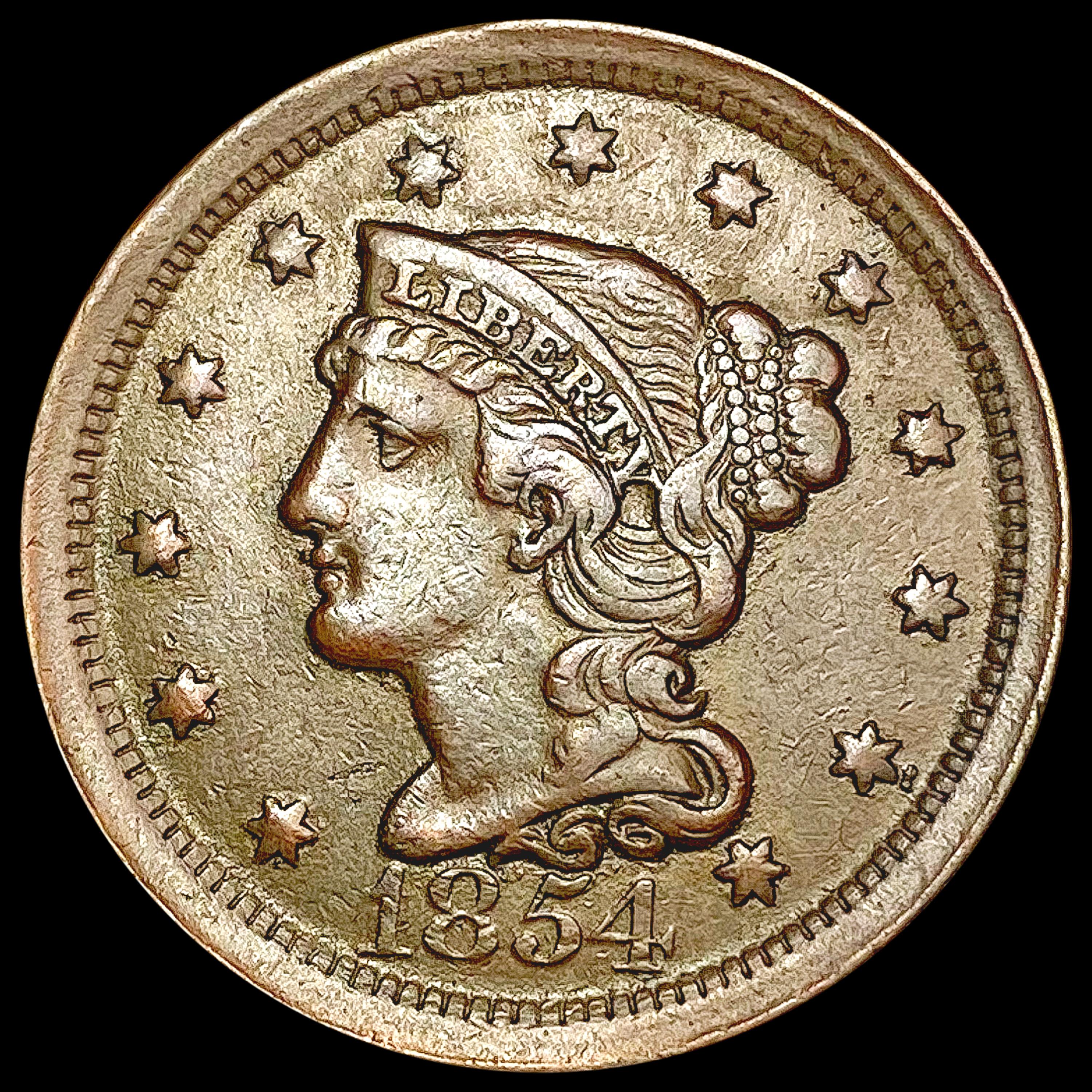 1854 Braided Hair Large Cent CLOSELY UNCIRCULATED