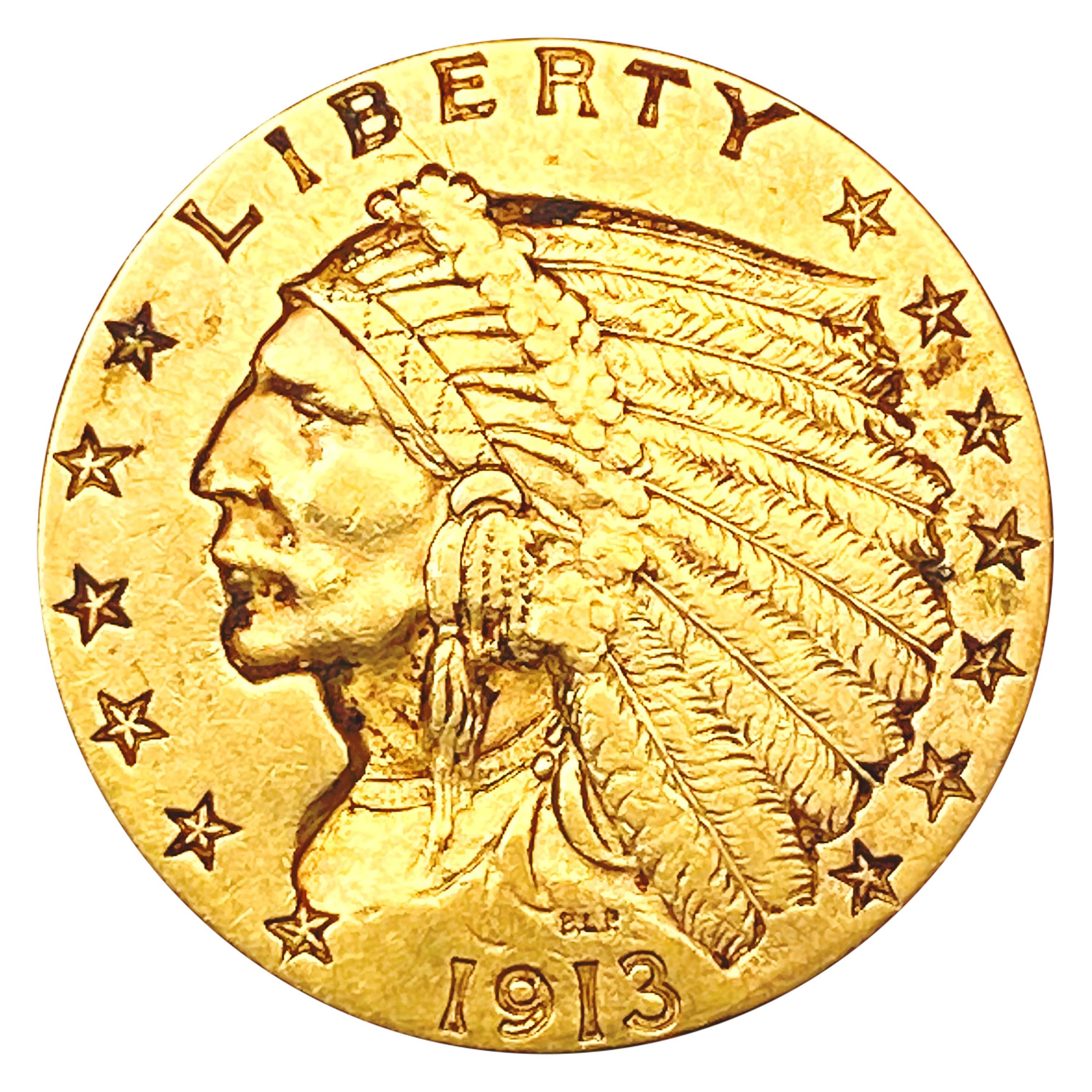 1913 $2.50 Gold Quarter Eagle NEARLY UNCIRCULATED