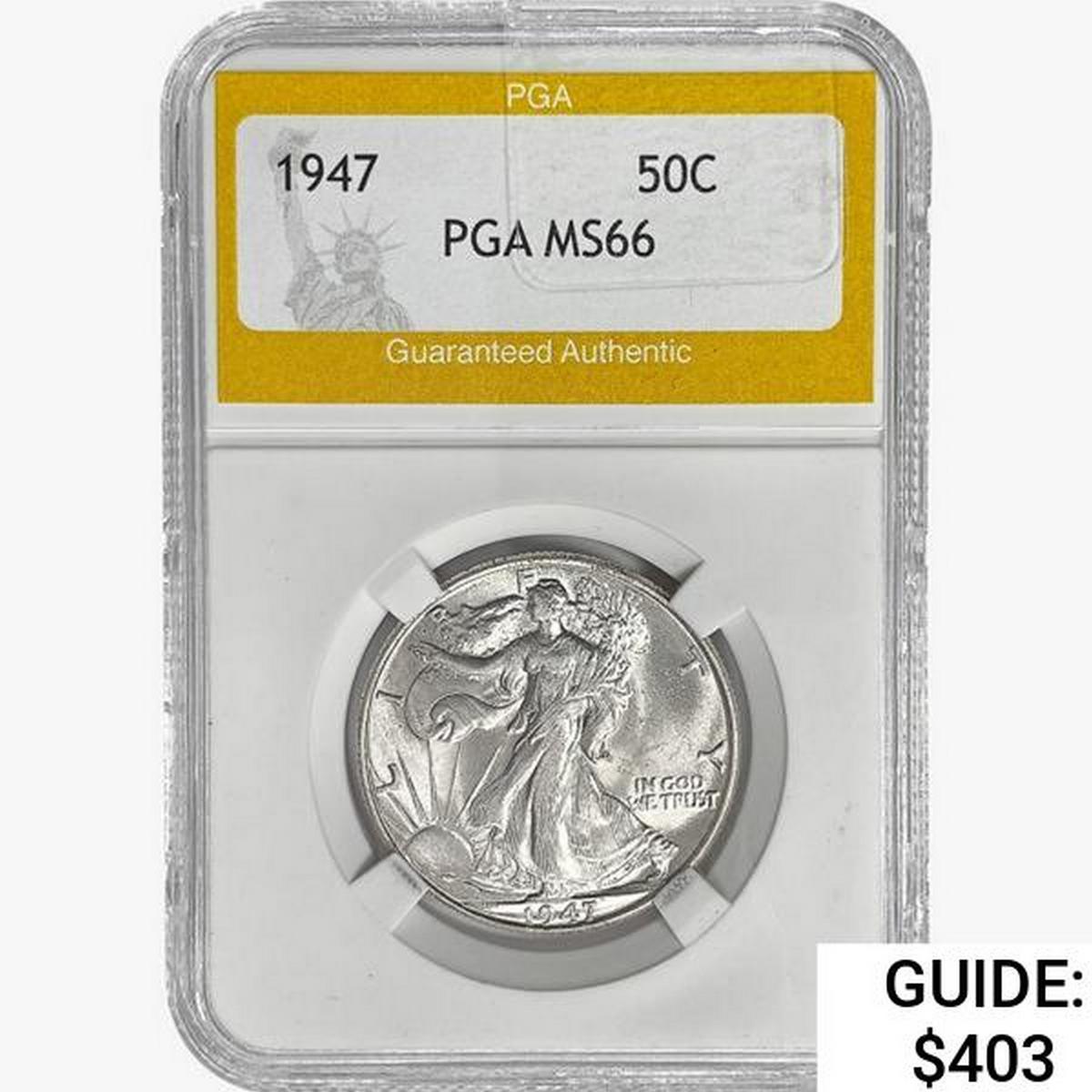 1947 Walking Liberty Half Dollar PGA MS66