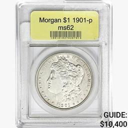 1901-P Morgan Silver Dollar USCG MS62