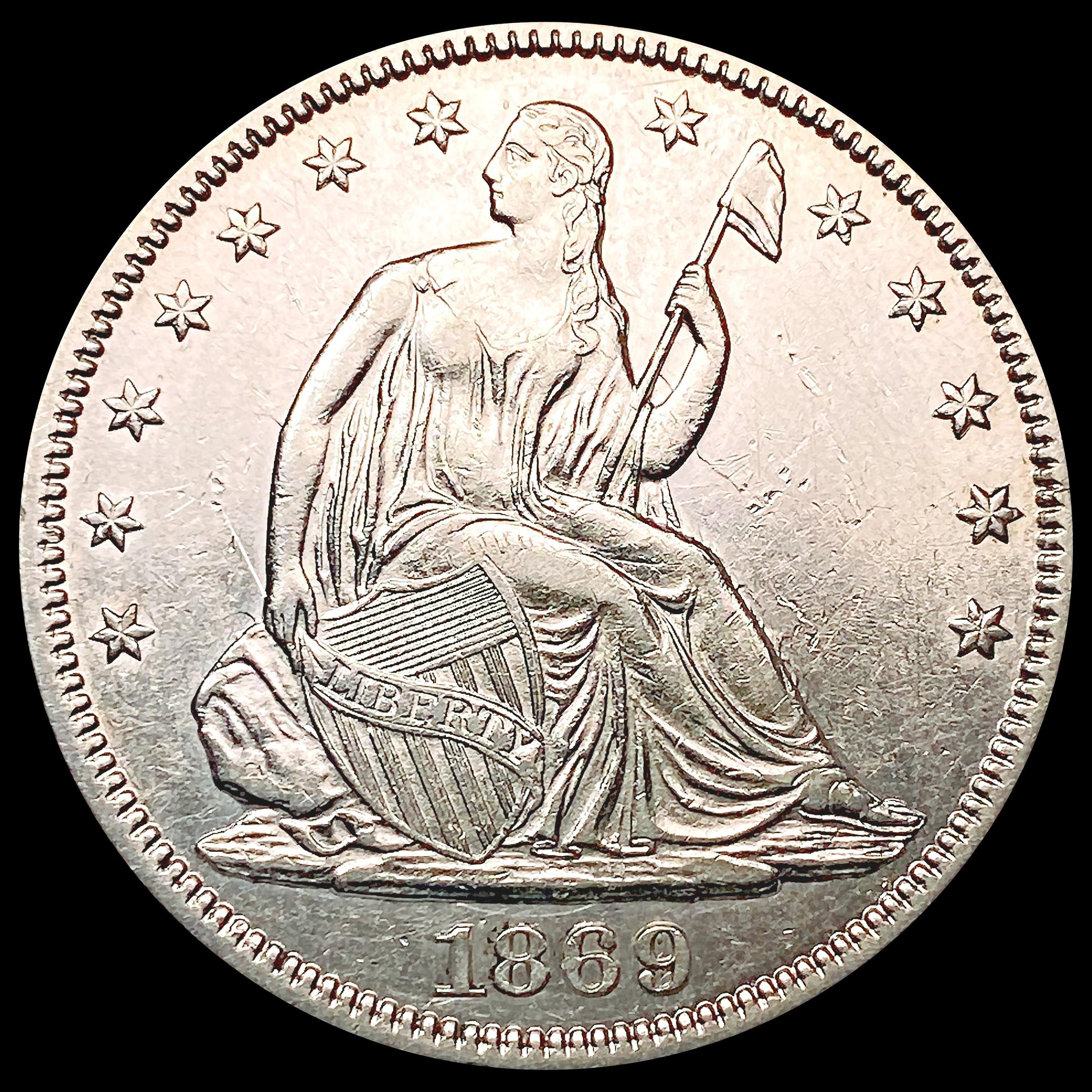 1869 Seated Liberty Half Dollar CHOICE AU