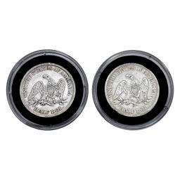 1858-1860 Pair of Seated Liberty Half Dollars [2 c