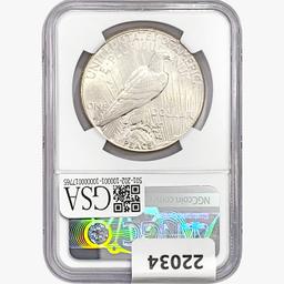 1922-S Silver Peace Dollar NGC AU58
