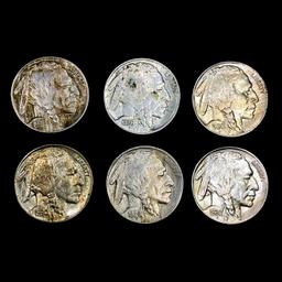 [6] US Buffalo Nickels [1929, [5] 1930] UNCIRCULAT