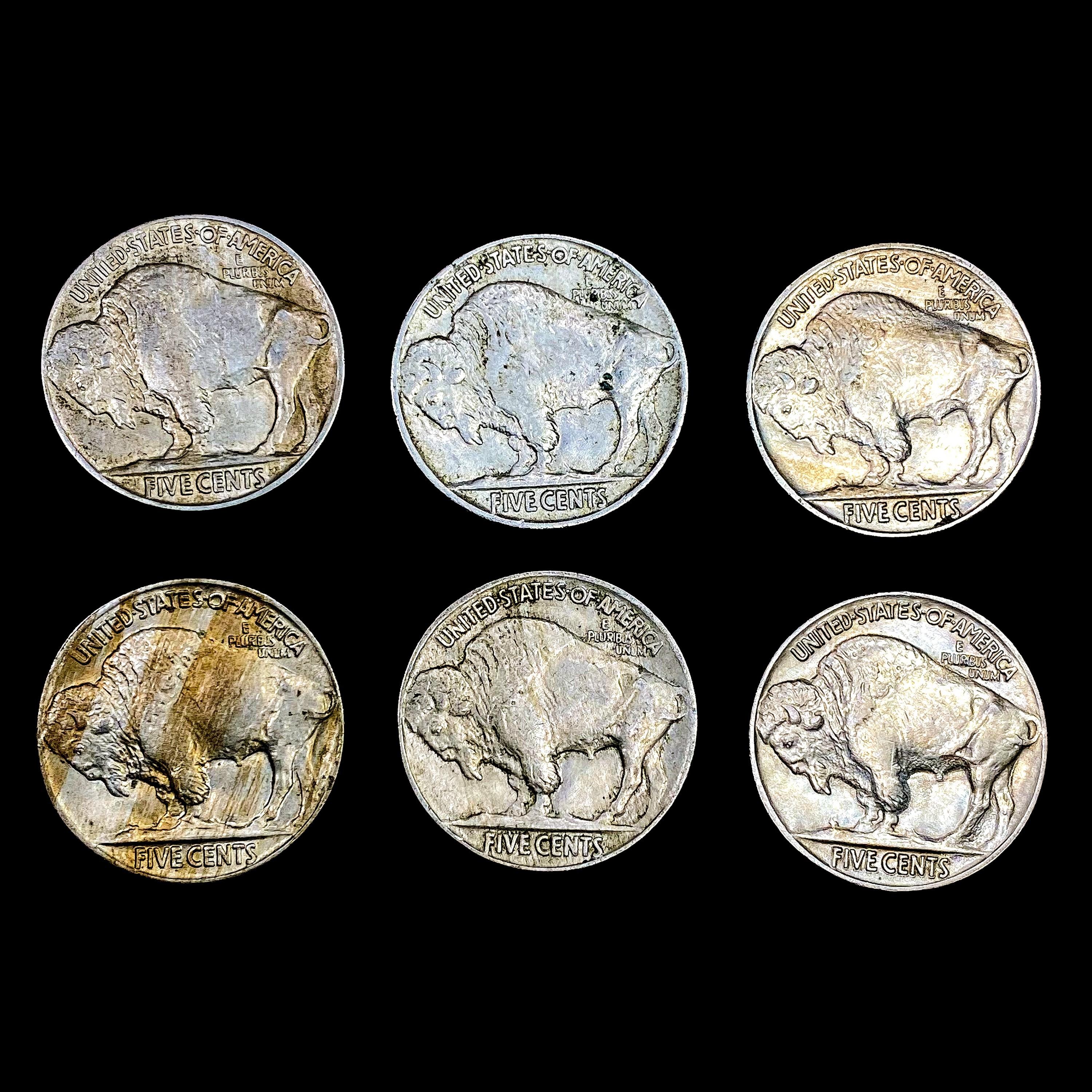 [6] US Buffalo Nickels [1929, [5] 1930] UNCIRCULAT