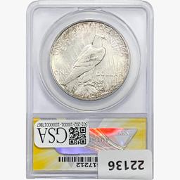 1923-D Silver Peace Dollar ANACS MS62