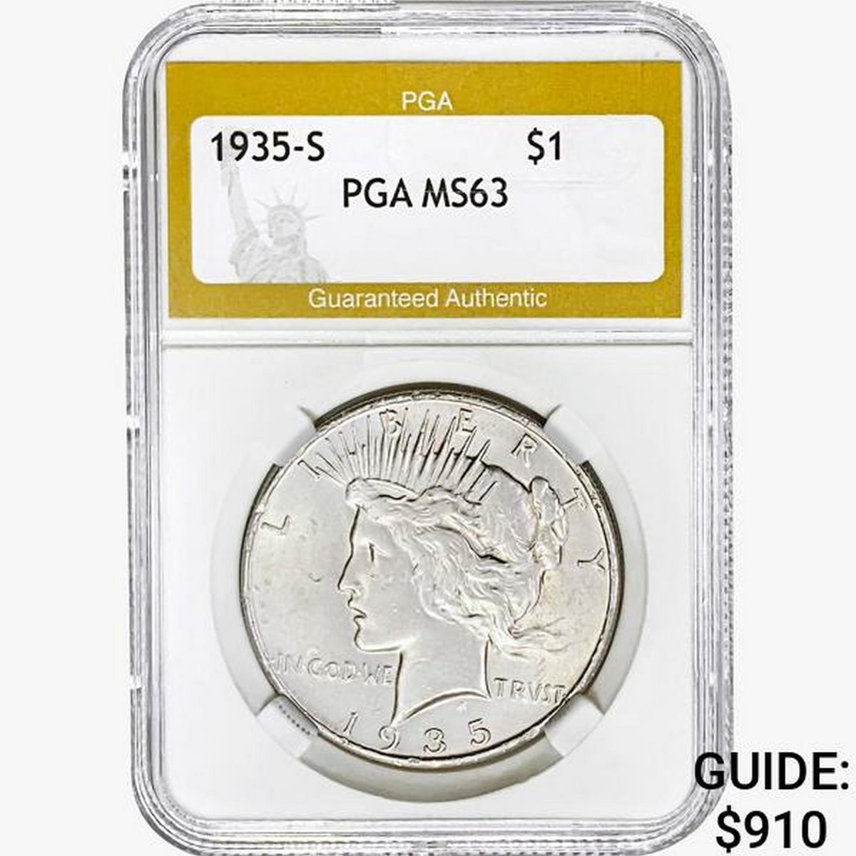 1935-S Silver Peace Dollar PGA MS63