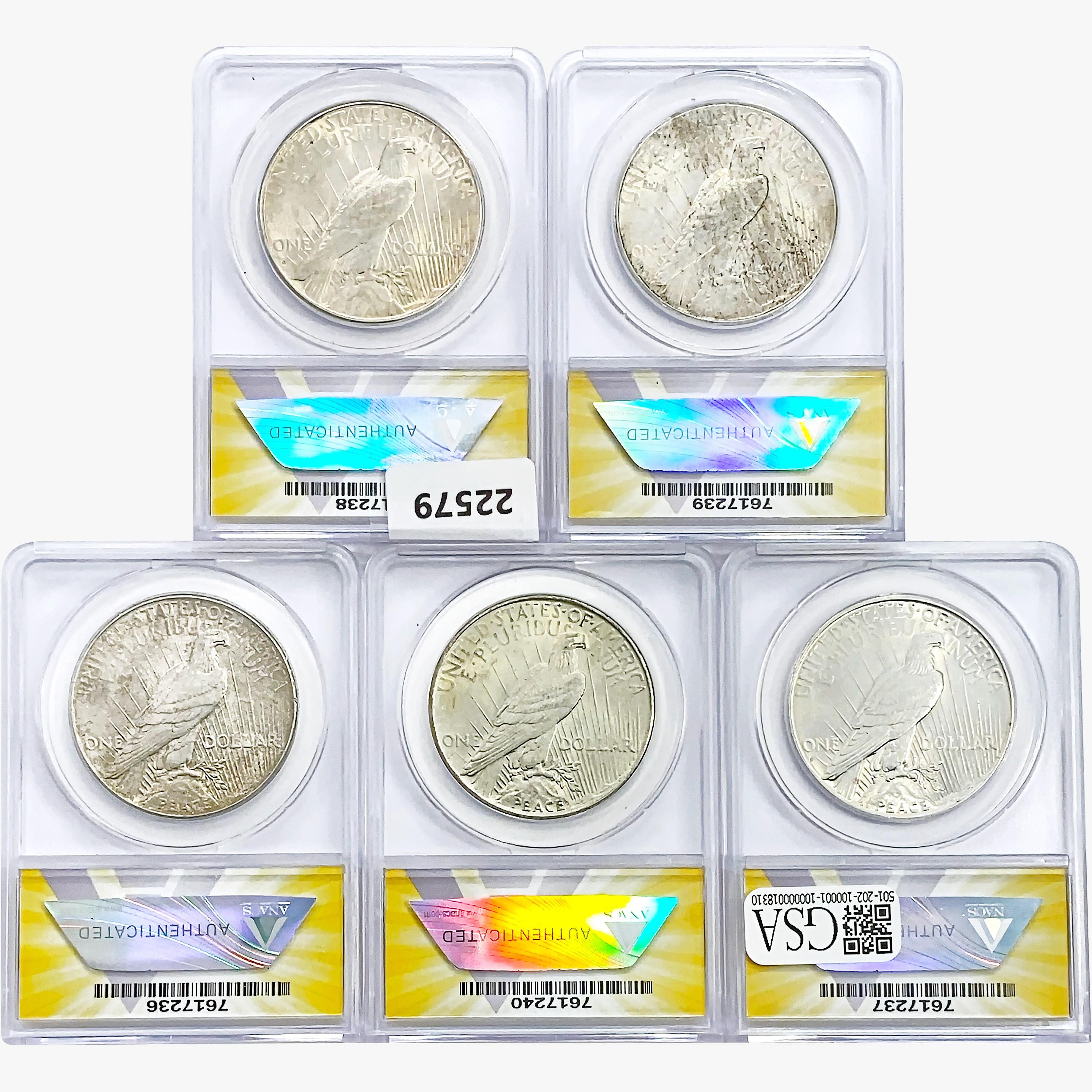 1926-S [5] Silver Peace Dollar ANACS AU