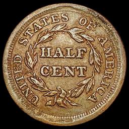 1855 Braided Hair Half Cent NEARLY UNCIRCULATED