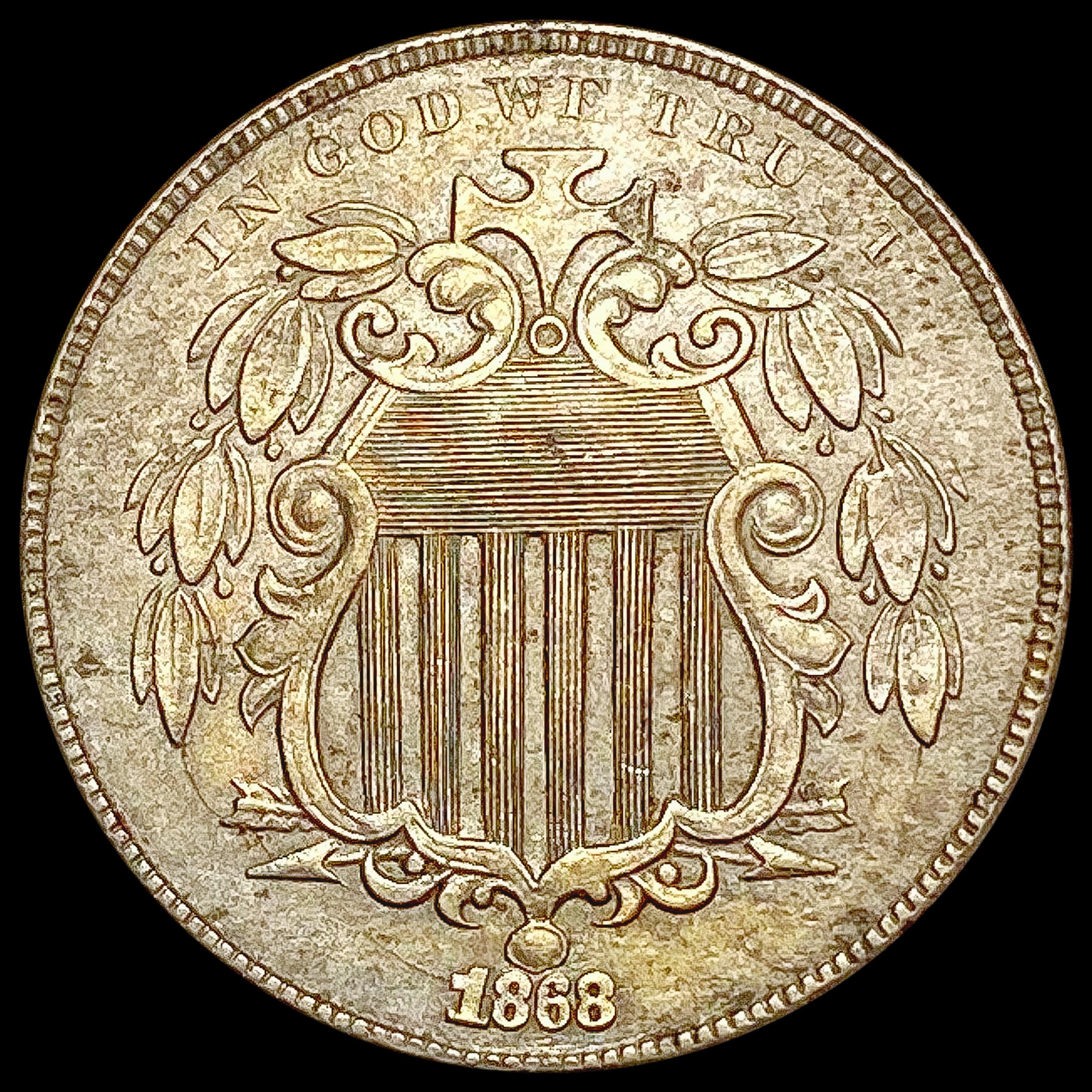 1868 Shield Nickel CHOICE AU