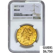 1877-S $20 Gold Double Eagle NGCMS 62