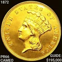 1872 $3 Gold Piece PGA PR66 Cameo