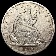 1861 Seated Liberty Half Dollar CLOSELY UNCIRCULAT