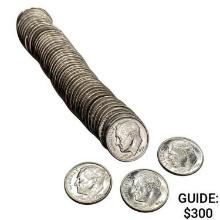 1954 BU 1954 D Roosevelt Dime Roll [50 Coins]