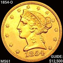 1854-O $5 Gold Half Eagle UNCIRCULATED