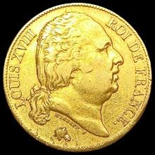 1818 France Gold 20 Francs 0.1867oz NEARLY UNCIRCU