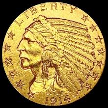 1914 $5 Gold Half Eagle CLOSELY UNCIRCULATED