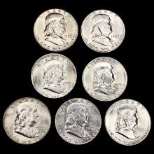 1953-S Franklin Half Dollar Group [7 Coins] CHOICE