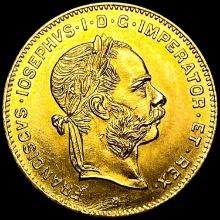 1892 .0933oz. Gold Austria 4 Florin 10 Francs