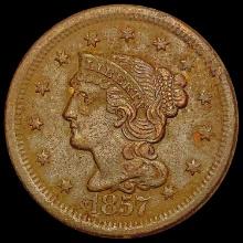 1857 Lg Date Braided Hair Cent NEARLY UNCIRCULATED