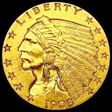 1908 $2.5 Gold Quarter Eagle CLOSELY UNCIRCULATED