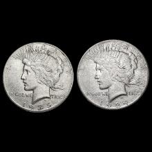 [2] Peace SilveDollars [1924-S, 1935-S] CLOSELY UN