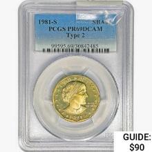 1981-S SBA Dollar PCGS PR69 DCAM Ty 2