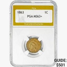 1863 Indian Head Cent PGA MS63+