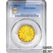 1881-S $10 Gold Eagle PCGS XF45