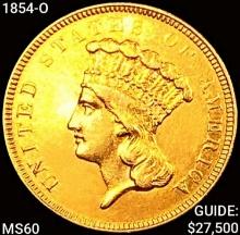1854-O $3 Gold Piece UNCIRCULATED