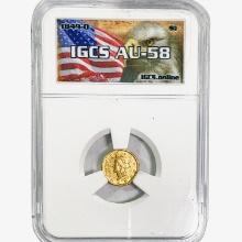 1849-O Rare Gold Dollar IGCS AU58
