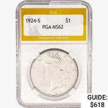 1924-S Silver Peace Dollar PGA MS62