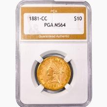 1881-CC $10 Gold Eagle PGA MS64