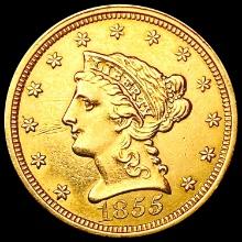 1855 $3 Gold Piece CLOSELY UNCIRCULATED