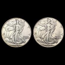 1942, 1945 Pair of Walking Liberty Half Dollars [2