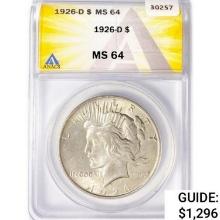 1926-D Silver Peace Dollar ANACS MS64