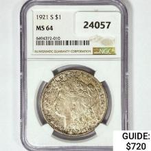 1921-S Morgan Silver Dollar NGC MS64