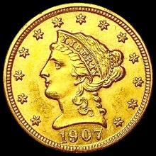 1907 $3 Gold Piece CLOSELY UNCIRCULATED