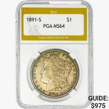 1891-S Morgan Silver Dollar PGA MS64