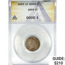 1869 Indian Head Cent ANACS G4