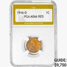 1916-D Wheat Cent PGA MS66 RED